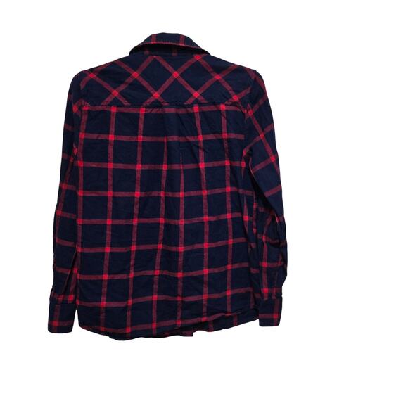 J.Crew Plaid Button Down Shirt Small Navy & Red Check Classic Fall Layering Top - Picture 2 of 8